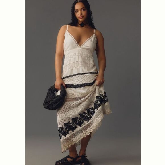 Anthropologie Sleeveless V-Neck Lace Midi Dress - Picture 6 of 7